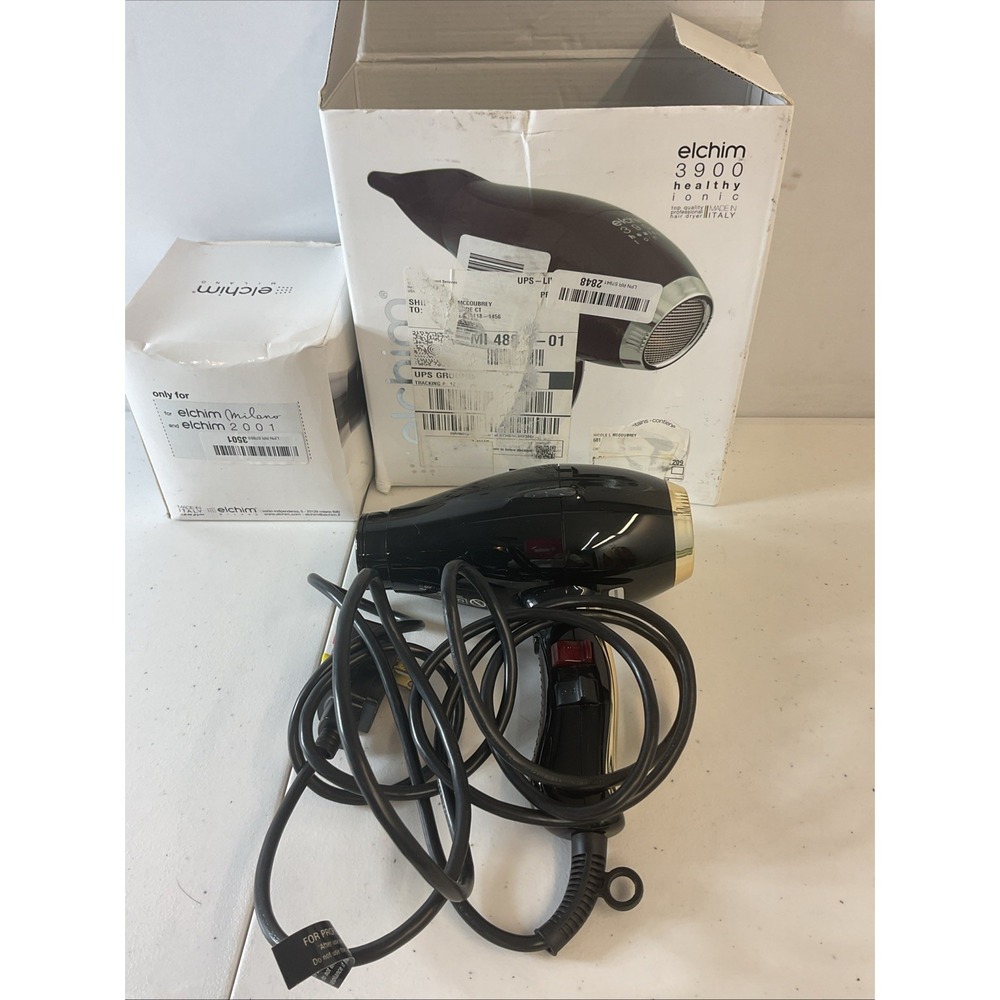 NEW Elchim 3900 Healthy Ionic Professional Dryers Black With 2 in 1 Diffuser